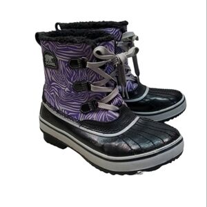 Sorel Kids Tivoli Li Plaid Girls Duck Rubber Waterproof Boots shoes sz 4